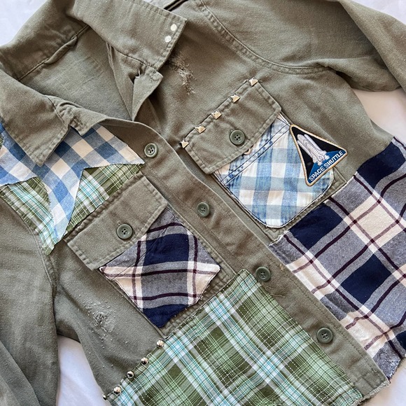 Custom Reworked Patchwork Utility Jacket Size Small - Picture 3 of 4